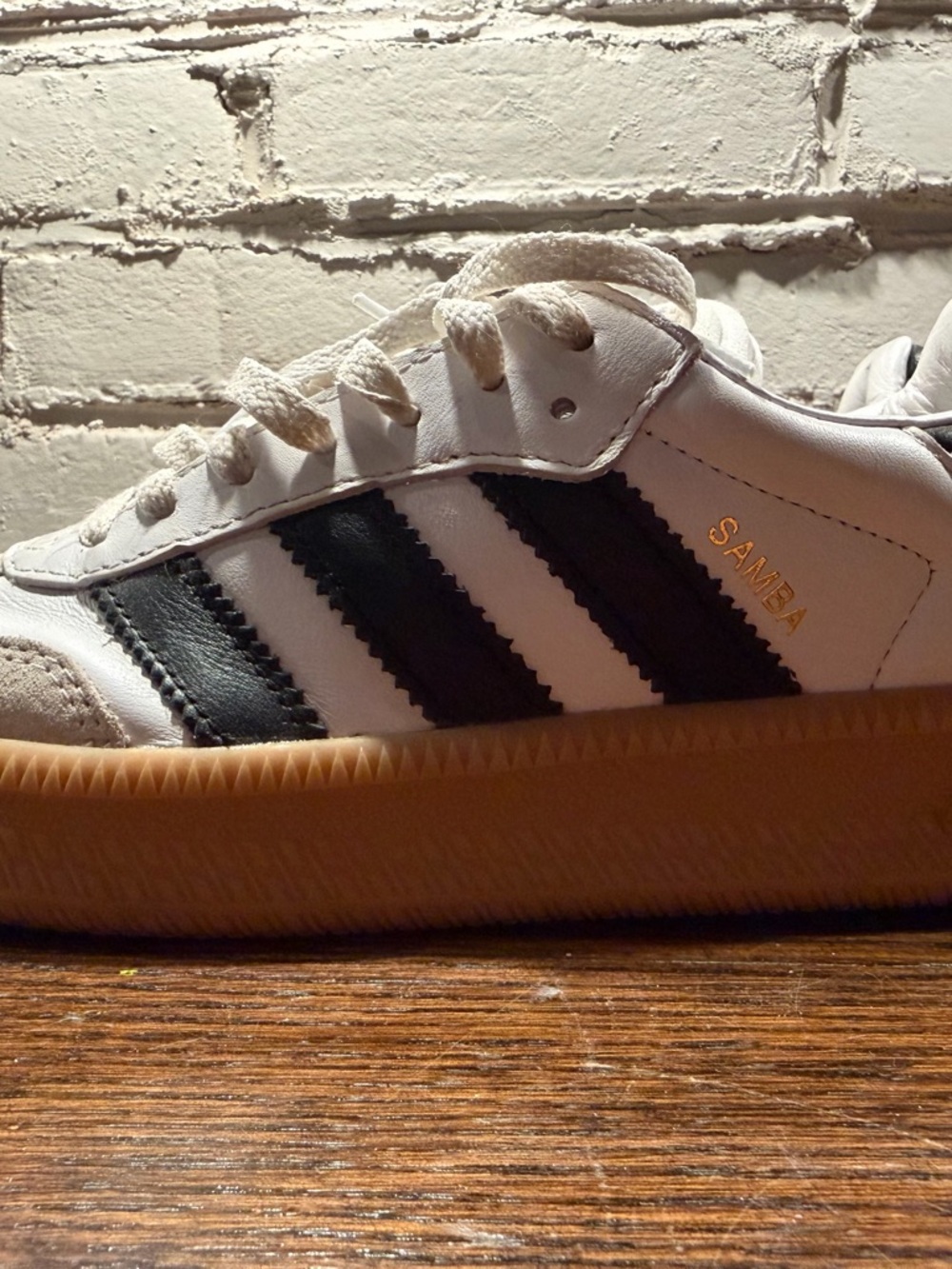 adidas White, Black & Gum Retro Trainer Sneakers - Picture 2 of 14